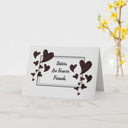 シスターズアフォーエバーフレンズ赤いハート兄弟姉妹 カード (黄色い花)
