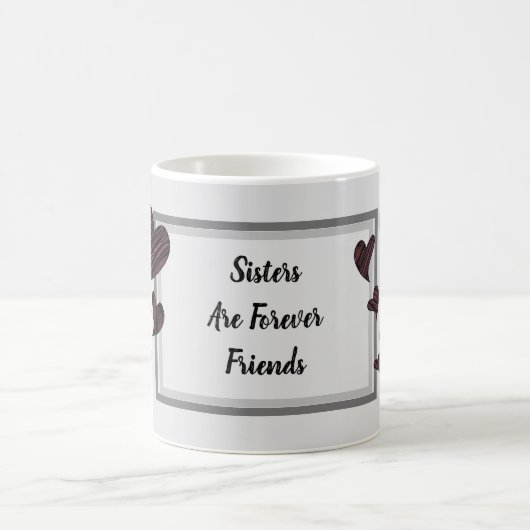 シスターズアフォーエバーフレンズ赤いハート兄弟姉妹 コーヒーマグカップ (中央)