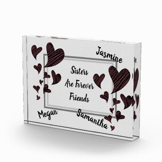 シスターズアフォーエバーフレンズ赤いハート兄弟姉妹 フォトブロック (右)