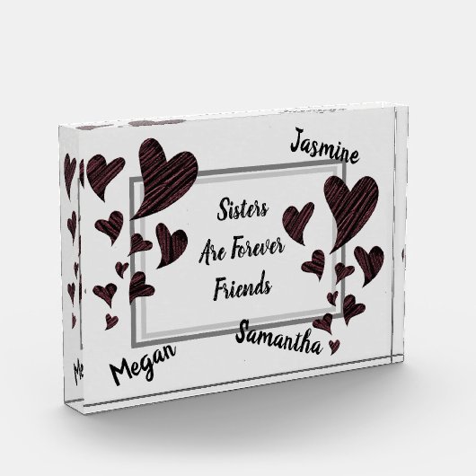 シスターズアフォーエバーフレンズ赤いハート兄弟姉妹 フォトブロック (左)