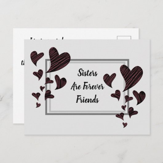 シスターズアフォーエバーフレンズ赤いハート兄弟姉妹 ポストカード (正面/裏面)