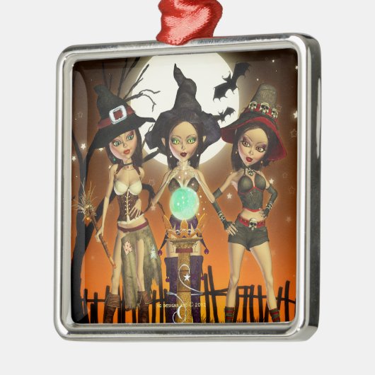 シスターズスリーウィッチスクエアシルバーオーナメント メタルオーナメント (左)