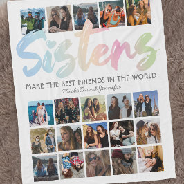 シスターズパステルレインボーフォト フリースブランケット