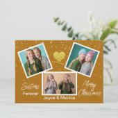 シスターズフォーエバークリスマスブラウンフォトコラージュ シーズンカード (スタンド正面)