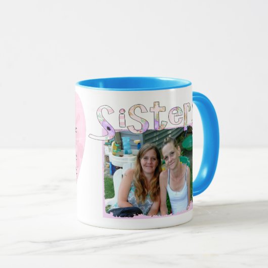 シスターズマグカップと写真と引用文ピンクハート マグカップ (正面右)