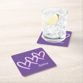 シスターズラブパープルハート スクエアペーパーコースター
