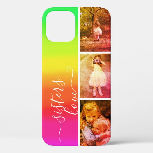 シスターズラブフォトコラージュテンプレートブライトレインボー Case-Mate iPhoneケース (裏面)