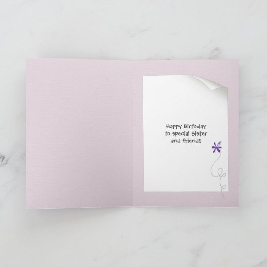 シスターズ誕生日とグリッターフラワーカード カード (内部)