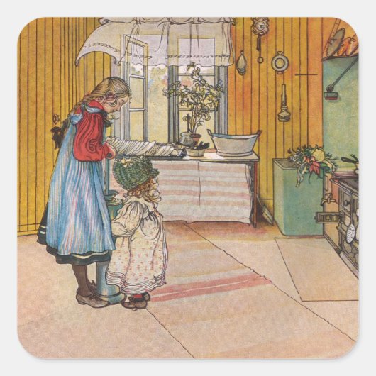 シスターズ – Koket av Carl Larsson スクエアシール (正面)