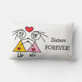 シスターズFOREVERかわいい女の子スティックフィギュアデザイン ランバークッション (裏面)