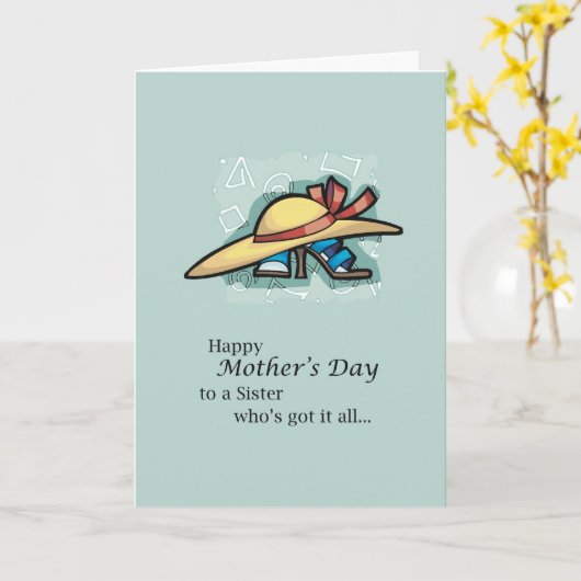 シスターハットサンダルズマザーズデイ カード (黄色い花)