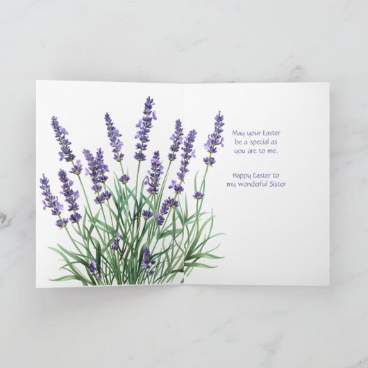 シスターハッピーイースターラベンダー春ガーデンフラワー シーズンカード (内部)