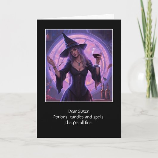 シスターハッピーハローウィンとかわいらし魔女とワイン カード (正面)