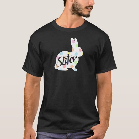 シスターバニーイースターエッグ水玉模様バニーウサギ Tシャツ (正面)