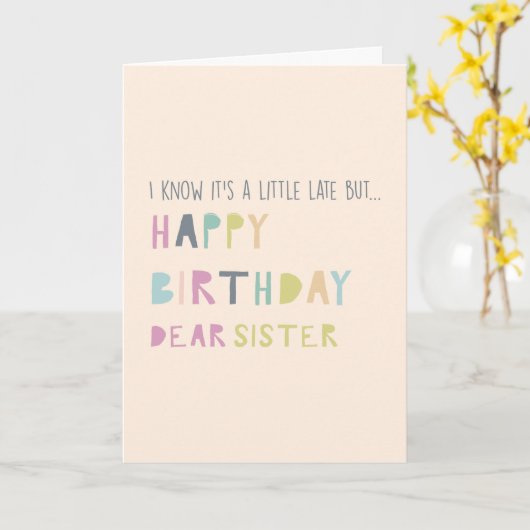 シスターパステルのキュートバースデータイポグラフィ カード (黄色い花)