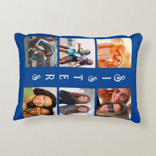 シスターパーソナライズされたモダン6フォトコラージュ アクセントクッション (裏面)