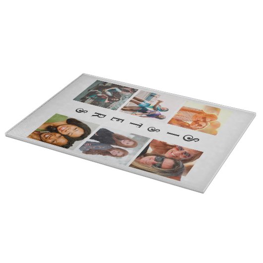 シスターパーソナライズされたモダン6フォトコラージュ カッティングボード (角)
