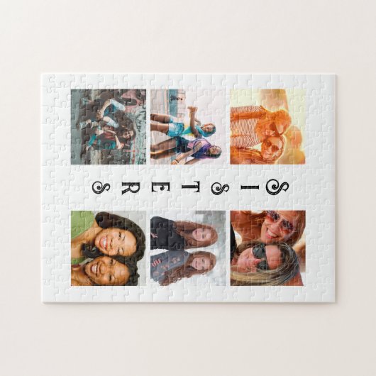 シスターパーソナライズされたモダン6フォトコラージュ ジグソーパズル (横)