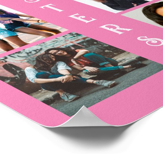 シスターパーソナライズされたモダン6フォトコラージュ ポスター (角)