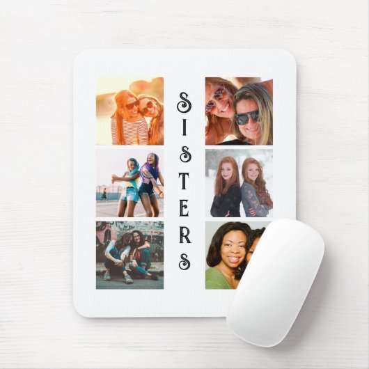 シスターパーソナライズされたモダン6フォトコラージュ マウスパッド (マウス)