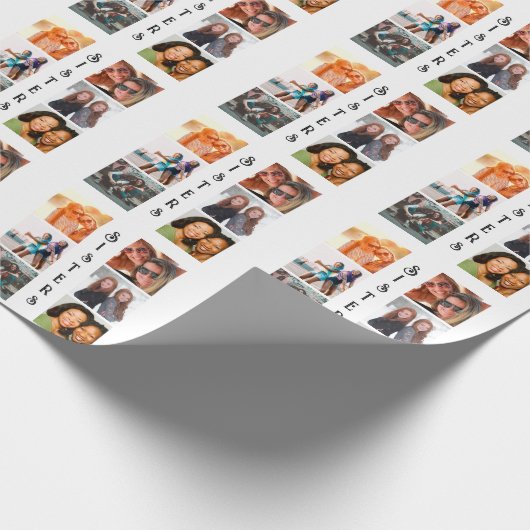 シスターパーソナライズされたモダン6フォトコラージュ ラッピングペーパー (角)