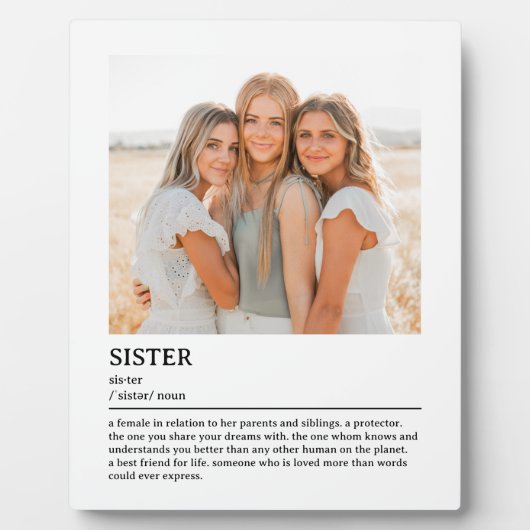 シスターパーソナライズされた定義引用文ウォールアート フォトプラーク (正面)
