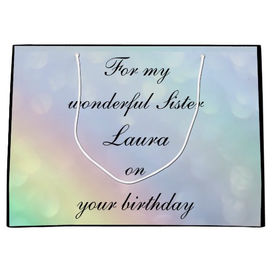 シスターパーソナライズされた誕生日 ラージペーパーバッグ (正面)