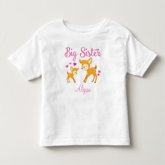 シスターパーソナライズされた鹿Tシャツ トドラーTシャツ (正面)