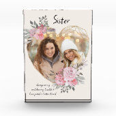 シスターピンクフローラ金ゴールド幾何学ハート形 フォトブロック (正面)