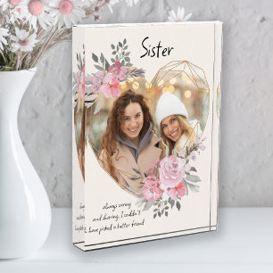 シスターピンクフローラ金ゴールド幾何学ハート形 フォトブロック