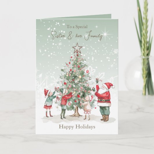 シスターファミリークリスマスツリーサンタ シーズンカード (正面)