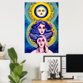 シスターファンタジー抽象芸術デジタルアート ポスター (ホームオフィス)