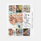 シスターフォトコラージュタイポグラフィ記念 フリースブランケット (正面)