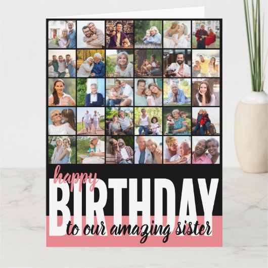 シスターフォトコラージュ31写真ハッピーバースデー カード (正面)