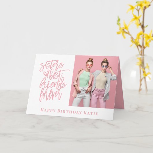 シスターフ最高のレンズフォエバーフォトピンク誕生日 カード (黄色い花)