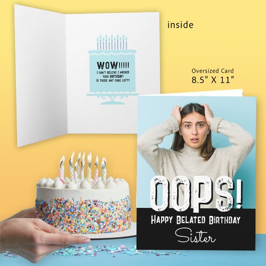 シスターベレーテッド誕生日フォトカード カード