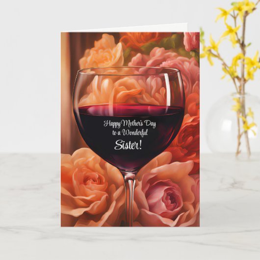 シスターマザーズDay with Wine and Flowers かわいらし カード (黄色い花)