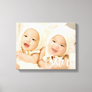 シスターモダン、脚本フォント、カスタム写真 キャンバスプリント