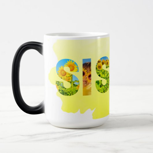 シスターユニークをテーマにした黄色のひまわり モーフィングマグカップ (左)