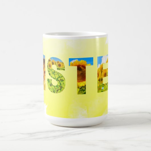 シスターユニークをテーマにした黄色のひまわり モーフィングマグカップ (中央)