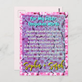 シスターユニークギフト | ピンクのフローラ詩 ポストカード (正面/裏面)