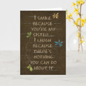 シスターユーモアのある誕生日カード カード (黄色い花)