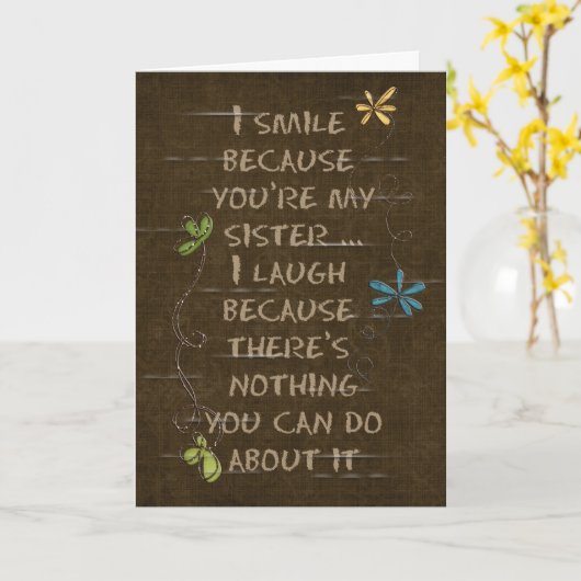 シスターユーモアのある誕生日カード カード (黄色い花)