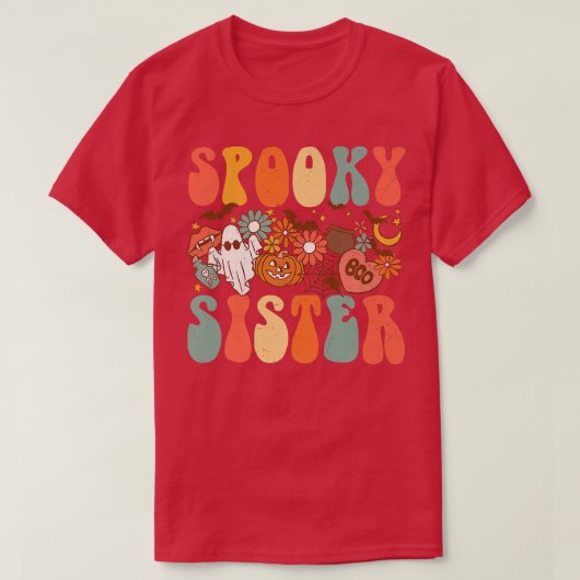 シスター不気味マッチングシャツレトロハロウィーン幽霊 Tシャツ (デザイン正面)