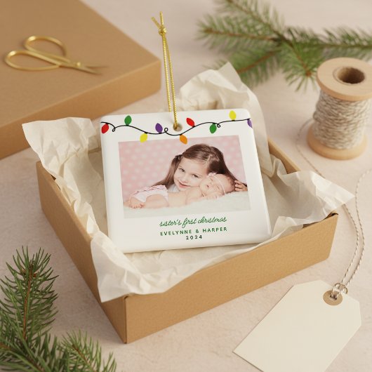 シスター初めてのクリスマスカラフルライト写真 セラミックオーナメント