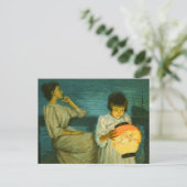 シスター夕べランタンスクリトゲンヴィンテージアートガール ポストカード (スタンド正面)