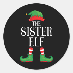 シスター小妖精や小人マッチンググループクリスマスおもしろいファミリーキリスト ラウンドシール