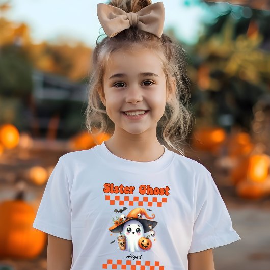 シスター幽霊パーソナライズされた名ハロウィーンギフト Tシャツ