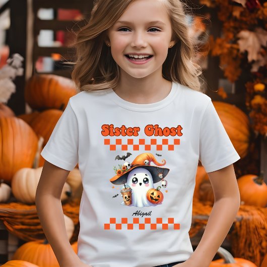 シスター幽霊パーソナライズされた名ハロウィーンギフト Tシャツ