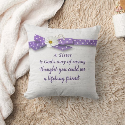 シスター引用文とリボン付き木材 クッション (ブランケット)